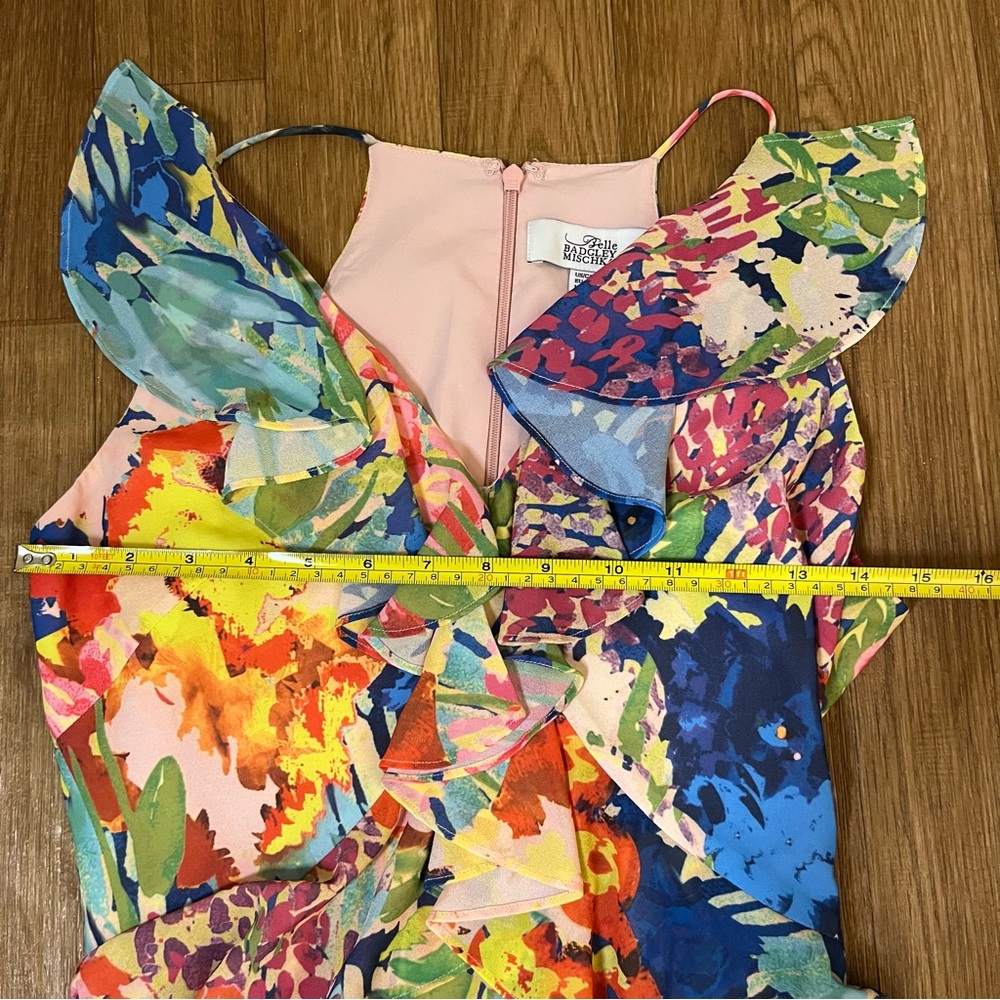 NWOT Badgley Mischka Vibrant Floral Midi Ruffle Dress - Picture 11 of 14